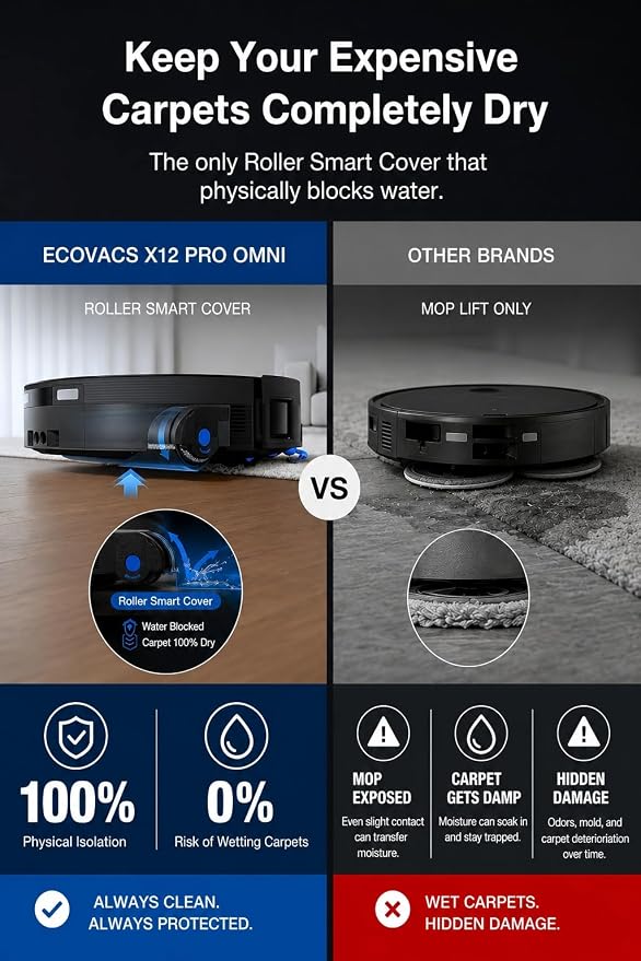 ECOVACS DEEBOT X12 PRO Omni Robot Vacuum and Mop, 22000Pa Suction, FocusJet Pre-Spray, Bagless Dust Station, OZMO Self-Washing Mop, TruEdge Cleaning, ZeroTangle, Perfect for Pet Hair & Carpets