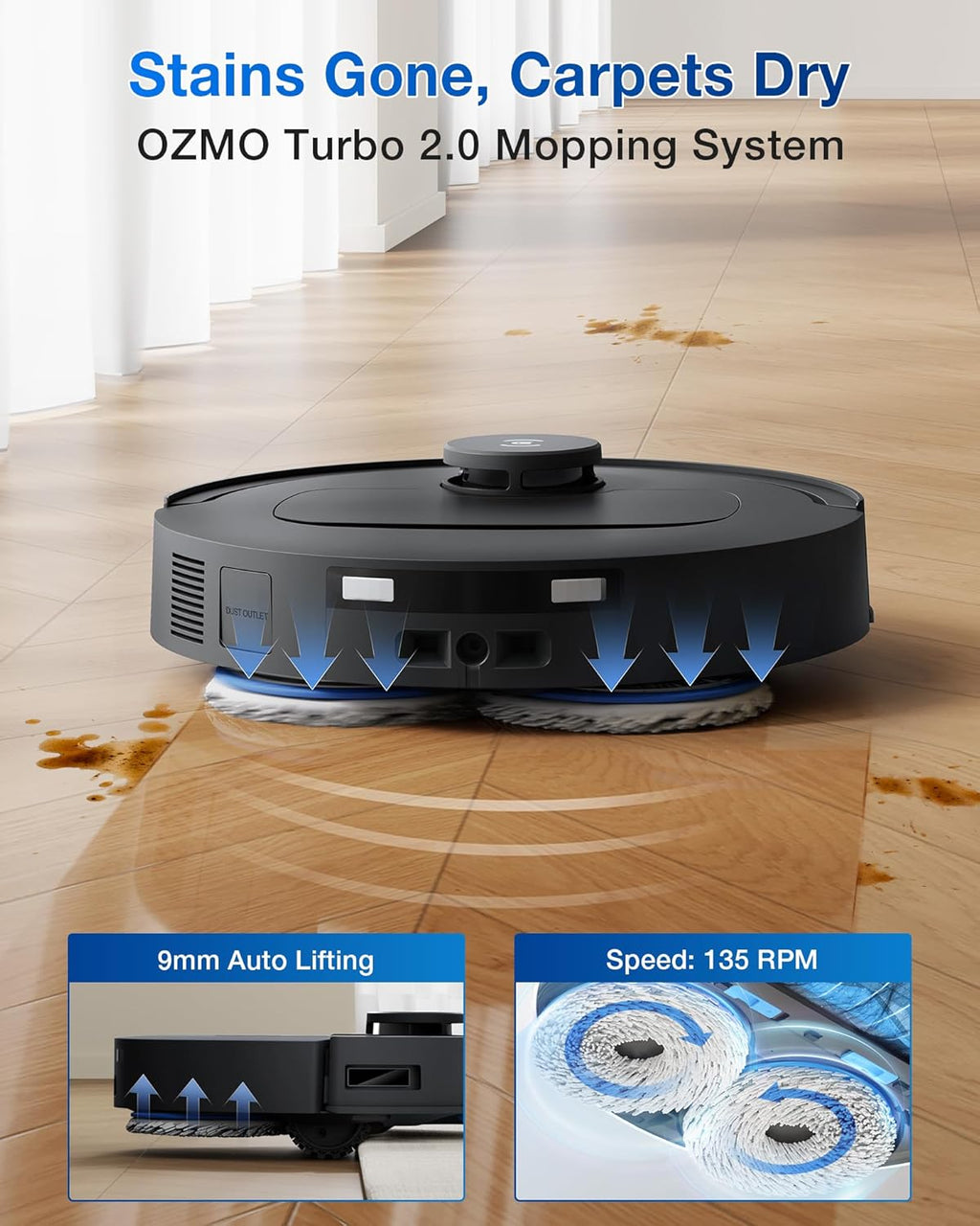 ECOVACS DEEBOT T30e Omni Robot Vacuum and Mop, 25,000Pa Strong Suction, ZeroTangle 3.0 Anti-Tangle for Pet Hair, Self-Empty & Hot Air Drying, Auto Mop Lift, Smart Mapping, for Carpet & Hard Floor