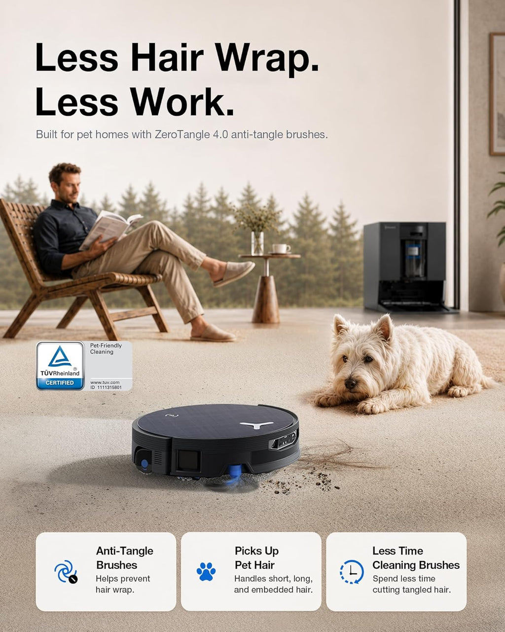 ECOVACS DEEBOT X12 OMNICYCLONE Robot Vacuum and Mop, FocusJet Pre-Spray, Bagless Station, OZMO Roller Instant Self Washing, Blast 22000Pa Suction, ZeroTangle, PowerBoost Charging for Large House