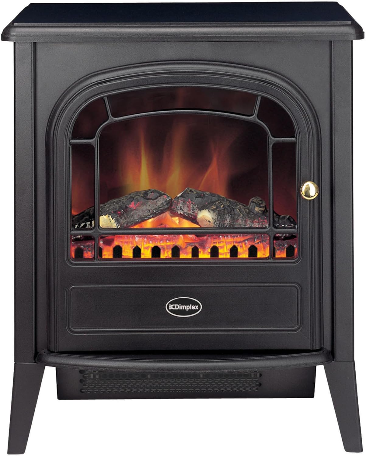 Dimplex Club Optiflame Electric Stove, Freestanding Electric Fire with Artificial Logs, LED Flame Effect, 2kW Fan Heater, 1000/2000 Watt Heat Settings and Remote Control