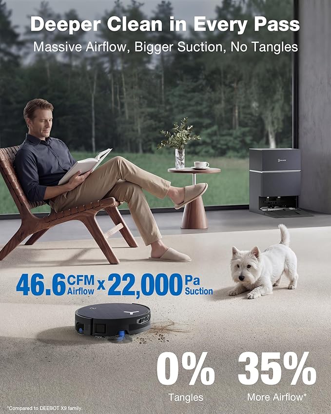 ECOVACS DEEBOT X12 PRO Omni Robot Vacuum and Mop, 22000Pa Suction, FocusJet Pre-Spray, Bagless Dust Station, OZMO Self-Washing Mop, TruEdge Cleaning, ZeroTangle, Perfect for Pet Hair & Carpets
