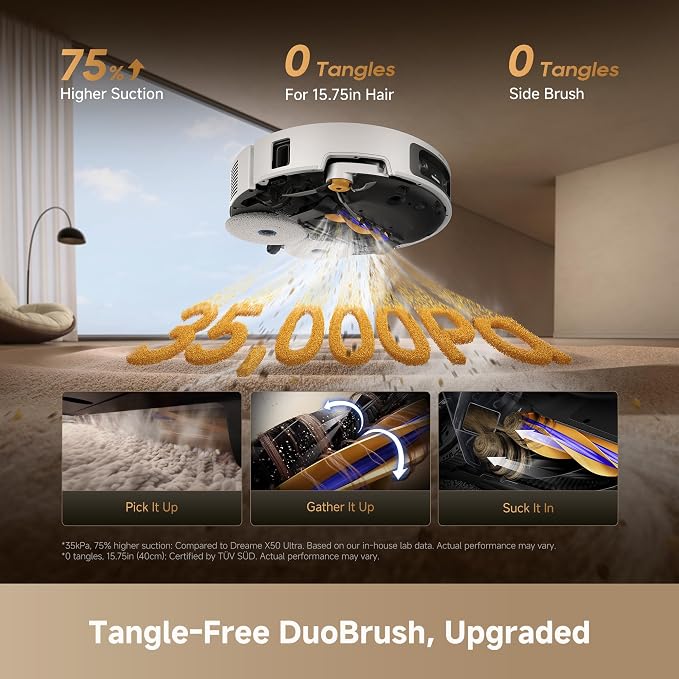 dreame X60 Ultra Robot Vacuum, Dual Al Cameras 280+ Obstacles Recognition