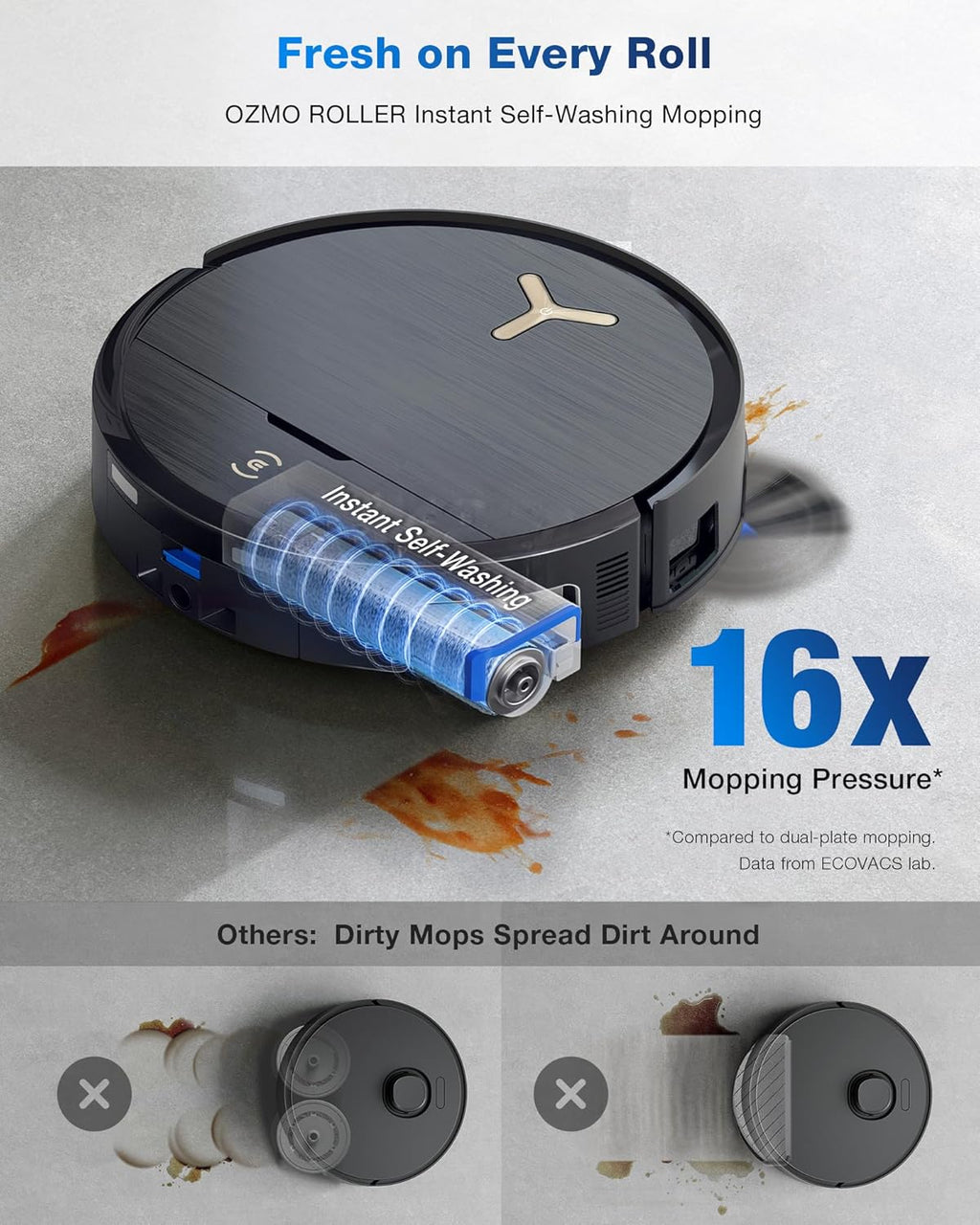 ECOVACS DEEBOT X9 PRO Omni Robot Vacuum and Mop, 16,600Pa Suction, Instant Roller Mop, ZeroTangle 3.0, Auto Mop Lift, AI Navigation, Self-Empty Station, Perfect for Pet Hair, Carpets & Hard Floors